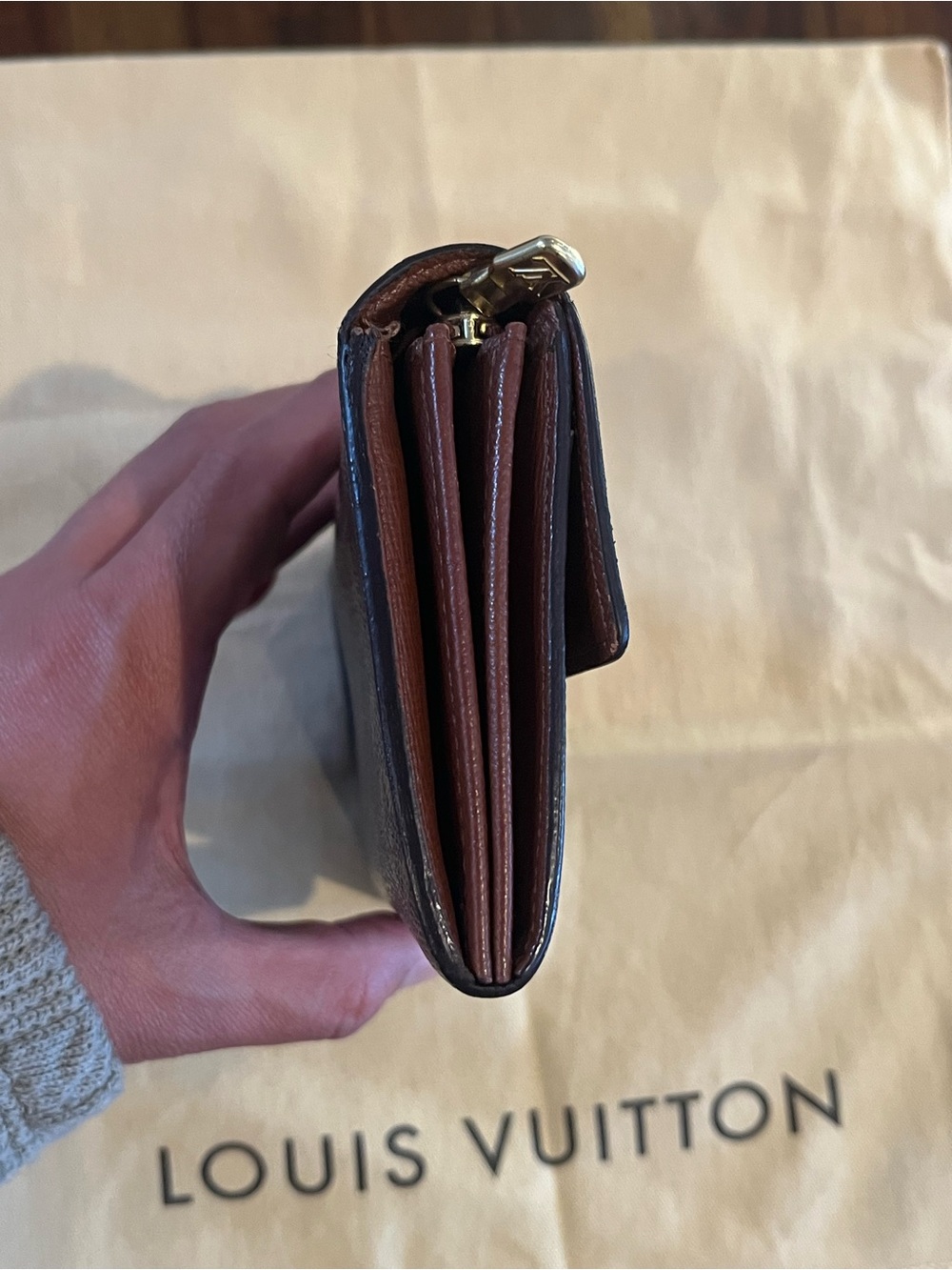 Louis Vuitton Monogram Canvas Dark Brown Continental Wallet with Gold Snap - Picture 4 of 7